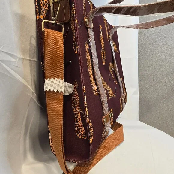 ModCloth Canvas Tote Leopard Purse Shoulder Bag NWT 16x13 - Picture 11 of 12